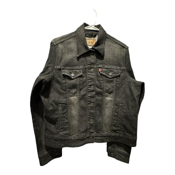 Levi's Trucker black denim jacket with BLANK red tab size Large - Picture 13 of 14